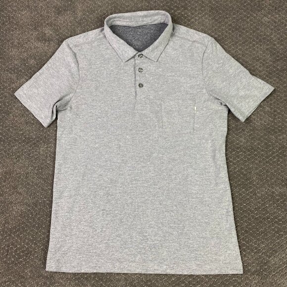 Vuori Polo Shirt Men's Medium Gray Heather Ace Golf Preppy Performance Pique - Picture 1 of 11